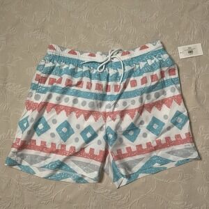 Zyia Active Aztec Blue Bold Swimming  Lined Training Athletic Shorts Men's M